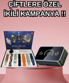Resim NOY Powerbank Aynalı Bluetooth Kulaklık Ve Akıllı Saat Seti ANC Özelliği Dokunamatik 