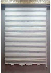 Resim 1.Kalite Beyaz Ve Ekru Dar Plıselı Zebra Perde 