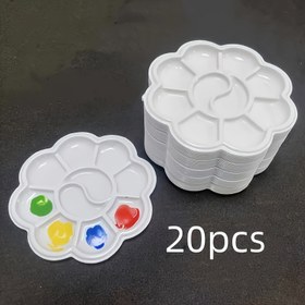 Resim Mini Çiçek Şekilli Plastik Boya Paletleri - Su Boyası, Akrilik ve Gouache Boya Karıştırma İçin Sanat Boyama Tepsileri 