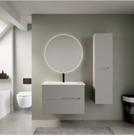 Resim Denko Tiran 100 Cm Beyoğlu Gri Banyo Dolabı Alt Modül Lavabo Gri 