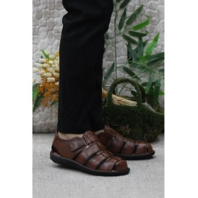 Resim Mehmet Mete 102 Taba Kale Comfort Deri Erkek Sandalet 