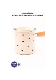 Resim Black Cupid Emaye Ahşap Saplı Cezve 500ml-6 Kişilik 