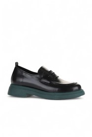 Resim Bueno Shoes Siyah Yeşil Açma Deri Kadın Loafer 01wz4000 