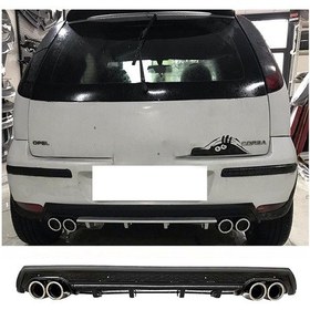 Resim Opel Corsa C Siyah Difüzör Çiftli Yuvarlak Egzoz Görünümlü D Tip Difizör Uyumlu 