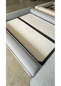 Resim Most Mollior Bazalı Karyola Gri Keten Kumaş 180x200 Cm. Yatak İçindir 