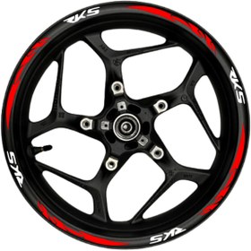 Resim TheSpaceCar RKS Beyaz yazılı kırmızı pençe şeritli 