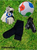 Resim TURKUAZ 67 Kaleci Eldiveni Futbol Topu Tekmelik Ve Tozluk Kombin 