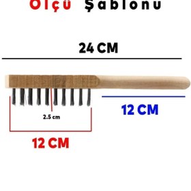 Resim ÇEÇEN HOME Ahşap Saplı Tel Fırça, Kir Pas Mangal Barbekü Izgara Çok Amaçlı Temizleme Fırçası 