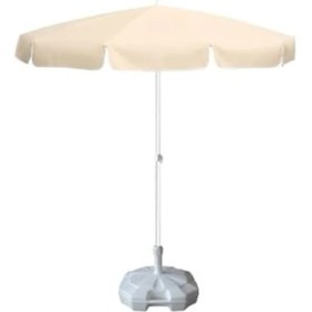 Resim Eğilebilir 2 Metre Çapında Plaj Şemsiyesi + 20 Litre Bidonlu + Taşıma Çantası Hediyeli - Krem 