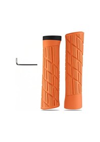 Resim Yaleker Silikon-alüminyum Alloy Bisiklet Tutamak Kolu Koruması, Anti-kayma, Şok Emici, Kilitleme Mekanizması, Dağ Bisikleti Erişimoriesi, Turuncu 1 Çift Çok Renkli 