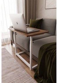 Resim Yükseklik Ayarlı Laptop Bilgisayar Masası -atlantik Çam-beyaz Atlantik Çam - Beyaz 