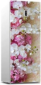 Resim Buzdolabı Sticker Kaplama Dolap Kaplama Etiketi Beyaz Çiçekler 