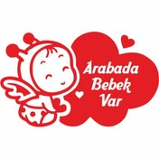 Resim Maral Grup Kırmızı Arabada Bebek Var Arı Kanatlı Bebek Araç Sticker 20 X 12 Cm 