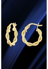 Resim Moom Mücevherat Kadın 14 Ayar Altın Küpe Minimalist Burgu Modern Halka Altın Küpe 15 Mm-Mm20092 