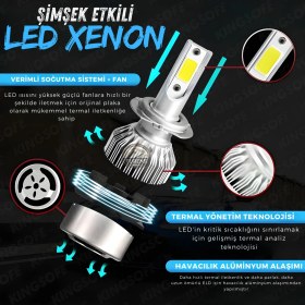 Resim Furens Peugeot 306 1999-2002 Uzun Far Uyumlu Şimşek Etkili LED Xenon Performance Series H1 
