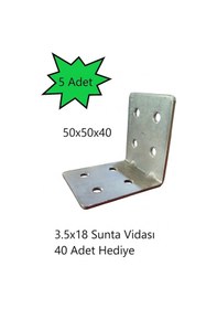 Resim L Demir Köşebent 50x50x40 Mobilya Dolap Raf Masa Çekmece Köşe Sabitleme Birleştirme 
