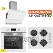 Resim Silverline Beyaz Cam Ankastre Set BO6502W02 - CS5349W01 - 3420 Classy Davlumbaz Silverline