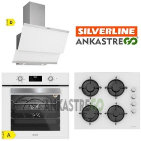 Resim Silverline Beyaz Cam Ankastre Set BO6502W02 - CS5349W01 - 3420 Classy Davlumbaz 