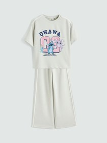 Resim LC Waikiki Stitch ve Angel Baskılı Kız Çocuk Tişört ve Eşofman Altı 