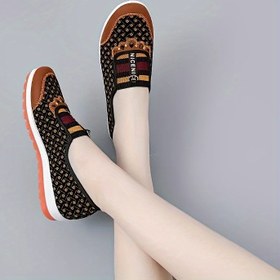 Resim Kadın Rahat Slip-On Loafer Ayakkabılar - Kauçuk Tabanlı, Kumaş Astarlı ve Yazlık Giyim İçin Mary-Jane Kayış Tasarımlı Rahat Düz Ayakkabılar, Bayan Ayakkabıları 