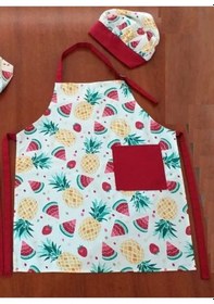 Resim Şapkalı Mutfak Önlüğü, Aşçı Önlüğü Seti Yetişkinler İçin -bordo 