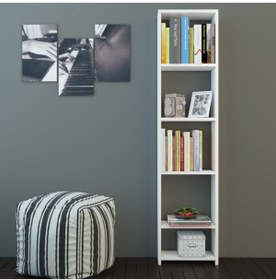Resim Nur Mobilya Tarçın Kitaplık Beyaz (ARKALIKSIZ MODEL) 