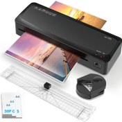 Resim A4 Laminasyon Makinesi Seti - Kesici ve Köşe Yuvarlatıcı ile 23cm, A4/5/6 Boyutlar için 30 Adet Laminasyon Yaprağı, 360mm Hızlı Isınma Hızı NTC Sıcaklık Kontrolü (1 Adet Köşe Yuvarlatıcı & 1 Kesme Bıçağı), 4’ü 1 Arada Fotoğraf Belge Yapıştırma Makinesi, Ev/Okul Ofis Kullanımı 