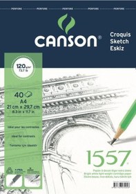 Resim Canson 1557 Eskiz Defteri 120 G Üstten Spiralli A4 40 Sayfa 