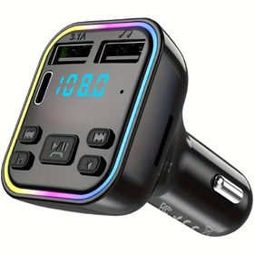 Resim NUOKAIQI Araba MP3 Çalar FM Verici Çift USB ve Type-C Hızlı Şarj ile, Dijital Ekran, Elsiz Müzik Çalma ve Hareket Halinde Cihaz için Kompakt Tasarım, Elsiz Ses, Şık Gadget, Modern Teknoloji Aksesuarı, Dayanıklı Yapı 