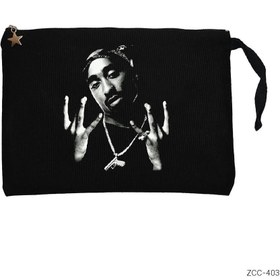Resim Tupac Shakur West Side Siyah Clutch Astarlı Cüzdan / El Çantası - Siyah 