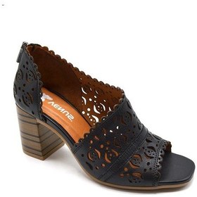 Resim Venüs 2108511y Topuk Fermuarlı Delikli Deri Kadın Sandalet Siyah 