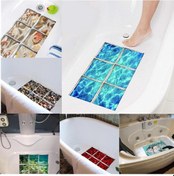 Resim 6 Adet Küvet Etiketi Kaymaz Su Geçirmez 3d Etkisi Kendinden Yapışkanlı Banyo Çıkartması Pvc Çıkarılabilir Dekoratif Duvar 15x15cm Yg04 