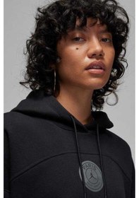Resim Nike Jordan Psg 23 Loose Fit Hoodie Bol Kesim Kapişonlu Kadın Sweatshirt Siyah Beyaz 