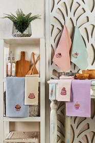 Resim INTER Z Pamuklu Waffle 6 adet Mutfak Kurulama Bezi Seti 