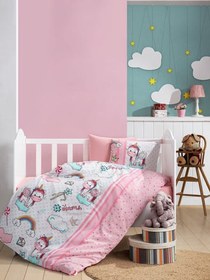 Resim Cotton Box Flanel Bebek Nevresim Takımı Unicorn Pembe 