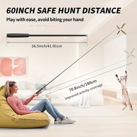Resim 1.8m Ekstra Uzun Teleskopik Kedi Balıkçılık Kamışı, Geri Çekilebilir Mekanizma ve 70" Aktivite Kapsamı - Ağır Hizmet Tipi Dayanıklı Plastik ve Naylon Tüylü Teaser, 3 Pozisyonlu, Bataryasız 