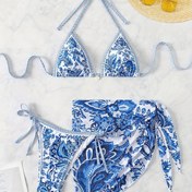 Resim Yeni Kadınlar için yüksek kaliteli moda seksi bikini mayo Avrupa ve Amerikan bölünmüş baskılı yüzme kıyafeti üç parçalı takım 