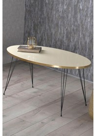 Resim Uslucan Alışveriş Zigon Sehpa Ve Orta Sehpa Elips Set Siyah Tel Ayak Altın Krem Çok Renkli 