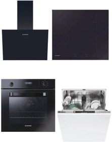 Resim Hoover Ankastre Set HOT3051BI + HH64FC + HDG6C1GBTK+ Hı 3E7L0S-17- Tam Ankastre Bulaşık Makinesi 