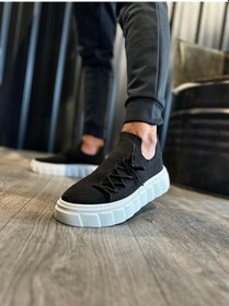 Resim Shoecide Yüksek Taban Günlük Ayakkabı 1025 Siyah Beyaz Taban Siyah Beyaz Taban Siyah - Beyaz 