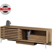 Resim Lulu Metal Ayaklı Tv Ünitesi 150Cm / Sürgülü Kapaklı Tv Sehpası 