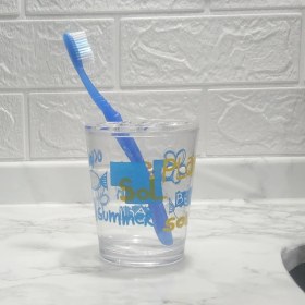 Resim 2 Adet Diş Fırçalık Deniz Desen Akrilik 8x8x9cm 350ml Banyo Seti Çok Renkli 