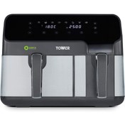 Resim Tower %70 Enerji Tasarruflu Dokunmatik Eco Çift Çekmeceli Hava Fritözü 5,2L ve 3,3L, Airfryer 8 Ön Ayar 