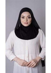 Resim Hürrem Bone Siyah Pratik Hazır Geçmeli Şal Şifon Kumaş Hijab Bone 3009 01 