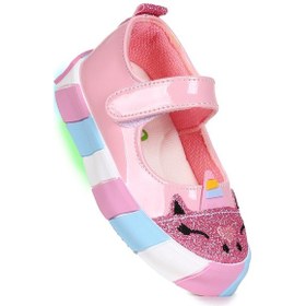 Resim Kiko Kids Gilan Cırtlı Işıklı Kız Bebek Babet Ayakkabı Pembe 