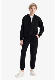Resim Defacto Erkek Çocuk Kapüşonlu Basic Düz Okul Fermuarlı Sweatshirt X7382a625wnbk81 Siyah 