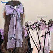 Resim Sanrio Mor Kuromi/Kırmızı Köpek Saç Tokası Çizgi Film Şapka Sevimli Kurdele Saç Aksesuarları 