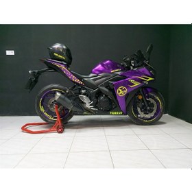 Resim Yamaha R25 Neon Sarı Mor Jantlı Sticker Etiket Takım Modeli Model 