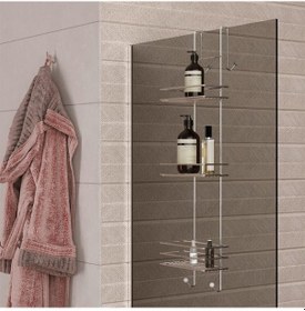 Resim Duşakabin Banyo Rafı Şampuanlık 3 Katlı Askılı (465716968) Gri 