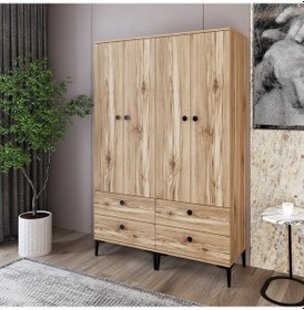 Resim Kalender Dekor Silvia-1-1 Slv04, 4 Kapaklı, 4 Çekmeceli Gardırop 